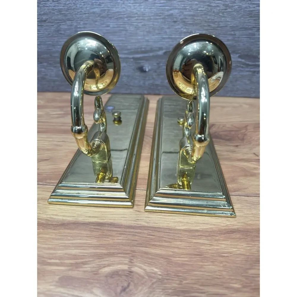 VTG Baldwin Solid Brass Wall Sconces - Horn Motif Single Candle 11